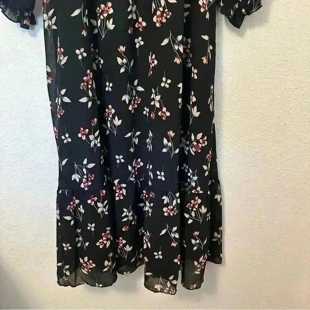 Madewell - Long Black, Floral Dress - Picture 3 of 8